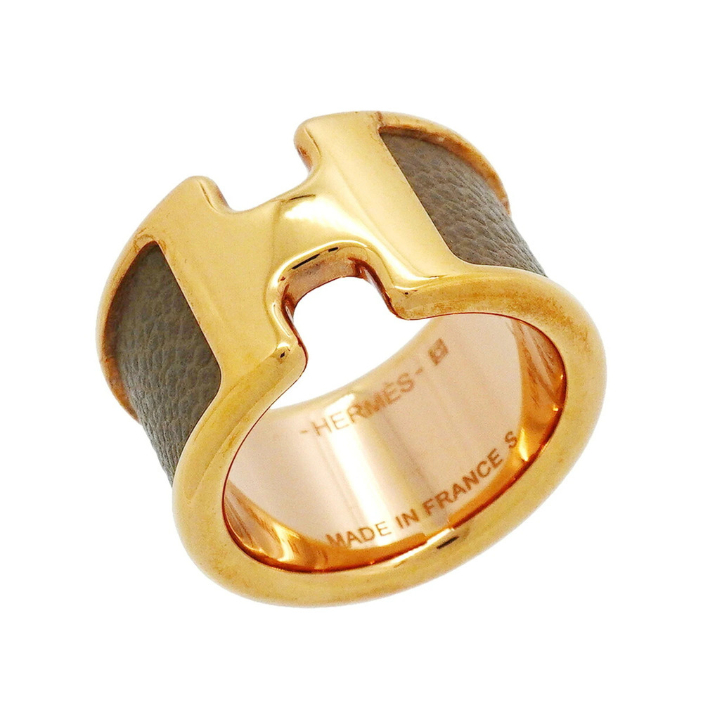 HERMES Gold Leather Ring